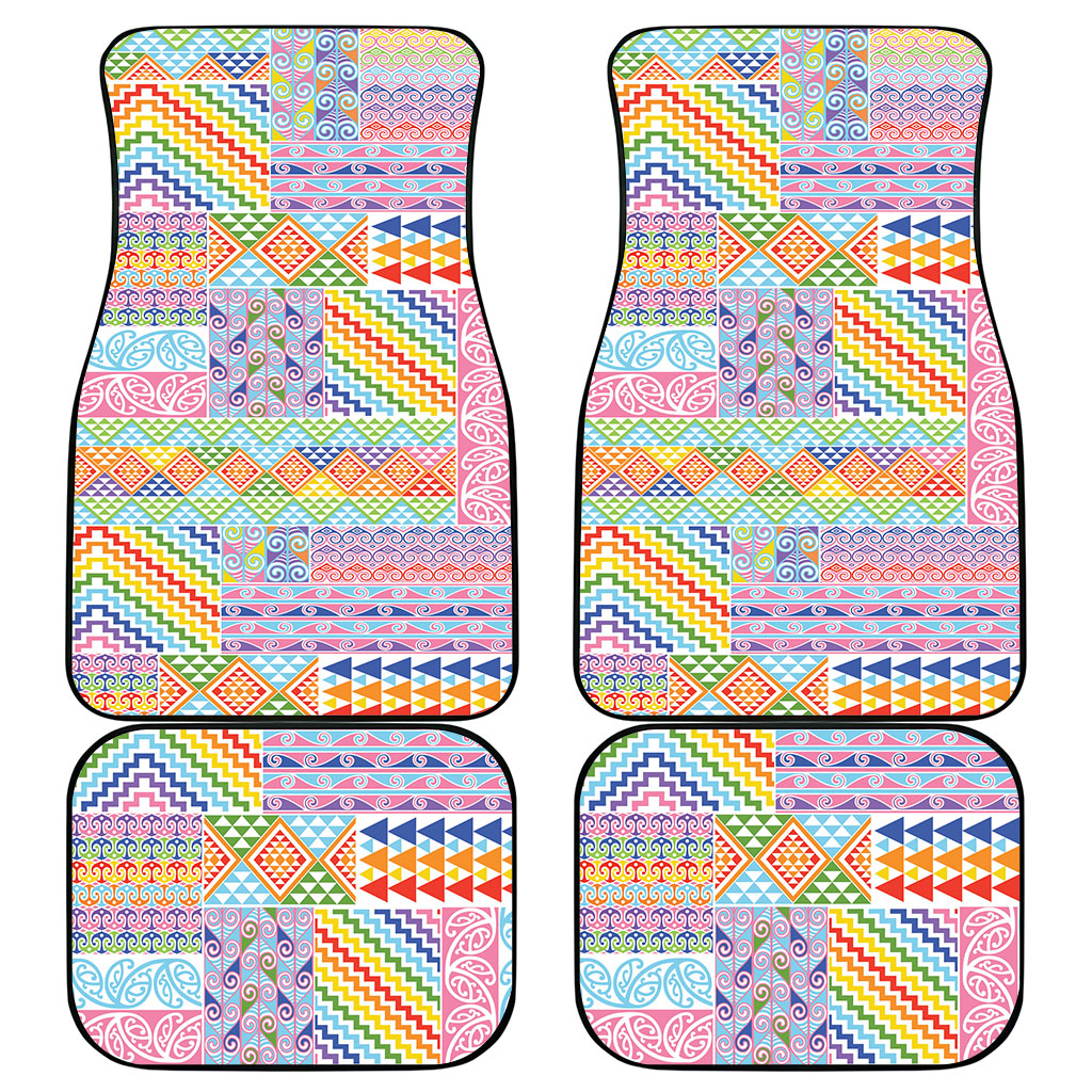 Aotearoa Kowhaiwhai Taniko Patchwork Rainbow Motifs Car Mats