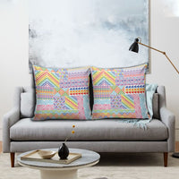 Aotearoa Kowhaiwhai Taniko Patchwork Rainbow Motifs Pillow Cover