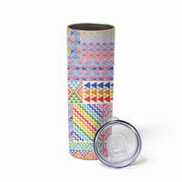 Aotearoa Kowhaiwhai Taniko Patchwork Rainbow Motifs Skinny Tumbler LT9 - Polynesian Pride