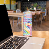 Aotearoa Kowhaiwhai Taniko Patchwork Rainbow Motifs Skinny Tumbler LT9 - Polynesian Pride