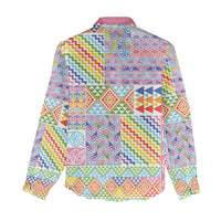 Aotearoa Kowhaiwhai Taniko Patchwork Rainbow Motifs Women Casual Shirt LT9 - Polynesian Pride