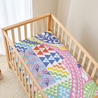 Maori Kowhaiwhai Taniko Patchwork Rainbow Motifs Baby Bed Cover LT9 - Polynesian Pride