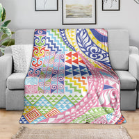 Maori Kowhaiwhai Taniko Patchwork Rainbow Motifs Blanket