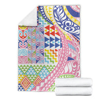 Maori Kowhaiwhai Taniko Patchwork Rainbow Motifs Blanket
