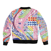 Maori Kowhaiwhai Taniko Patchwork Rainbow Motifs Bomber Jacket LT9 - Polynesian Pride