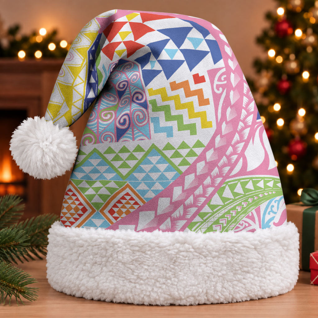 Maori Kowhaiwhai Taniko Patchwork Rainbow Motifs Christmas Santa Hat LT9