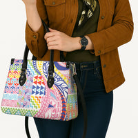Maori Kowhaiwhai Taniko Patchwork Rainbow Motifs Leather Bag LT9 - Polynesian Pride