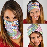 Maori Kowhaiwhai Taniko Patchwork Rainbow Motifs Neck Gaiter LT9 - Polynesian Pride