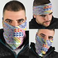 Maori Kowhaiwhai Taniko Patchwork Rainbow Motifs Neck Gaiter LT9 - Polynesian Pride