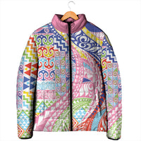Maori Kowhaiwhai Taniko Patchwork Rainbow Motifs Padded Jacket LT9 - Polynesian Pride