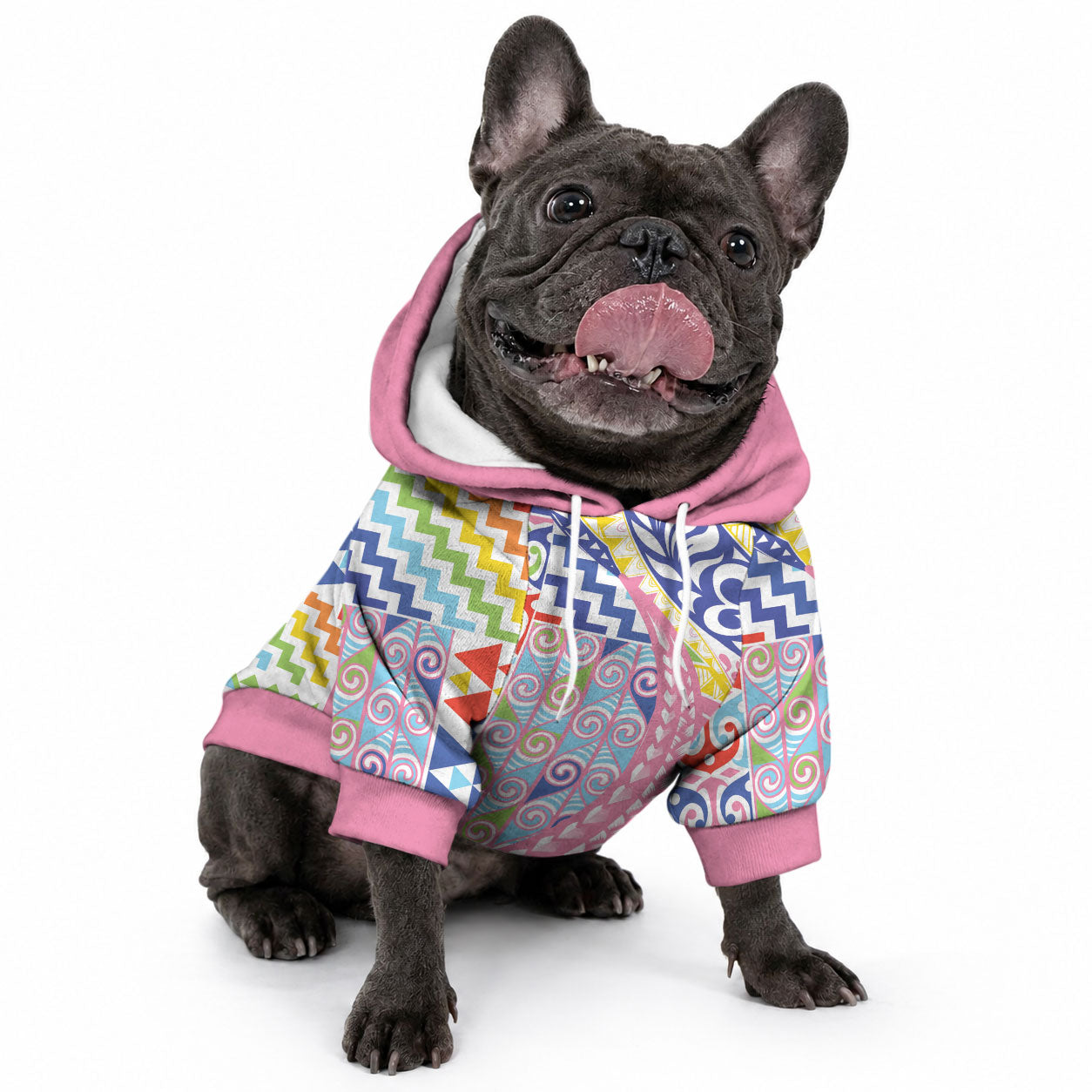 Maori Kowhaiwhai Taniko Patchwork Rainbow Motifs Pet Hoodie LT9 - Polynesian Pride