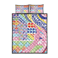 Maori Kowhaiwhai Taniko Patchwork Rainbow Motifs Quilt Bed Set