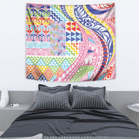 Maori Kowhaiwhai Taniko Patchwork Rainbow Motifs Tapestry