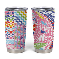 Maori Kowhaiwhai Taniko Patchwork Rainbow Motifs Tumbler Cup LT9 Rainbow - Polynesian Pride