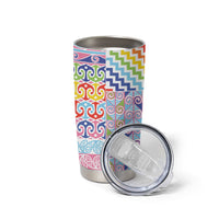 Maori Kowhaiwhai Taniko Patchwork Rainbow Motifs Tumbler Cup LT9 - Polynesian Pride