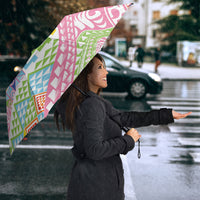 Maori Kowhaiwhai Taniko Patchwork Rainbow Motifs Umbrella
