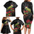 Meri Kirihimete Kakapo Family Matching Long Sleeve Bodycon Dress and Hawaiian Shirt Black Silver Fern Christmas Vibe