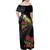 Meri Kirihimete Kakapo Family Matching Off Shoulder Maxi Dress and Hawaiian Shirt Black Silver Fern Christmas Vibe