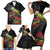 Meri Kirihimete Kakapo Family Matching Short Sleeve Bodycon Dress and Hawaiian Shirt Black Silver Fern Christmas Vibe