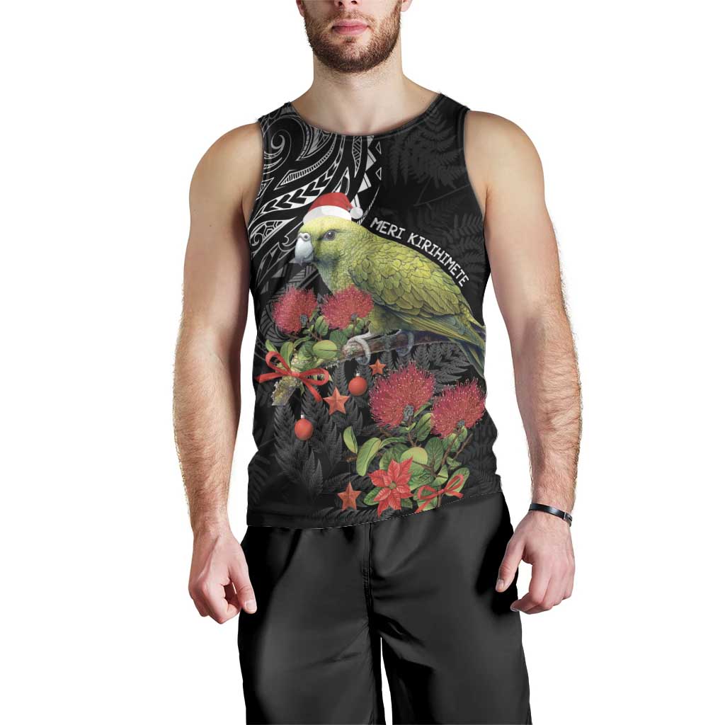 Meri Kirihimete Kakapo Men Tank Top Black Silver Fern Christmas Vibe LT9 - Polynesian Pride