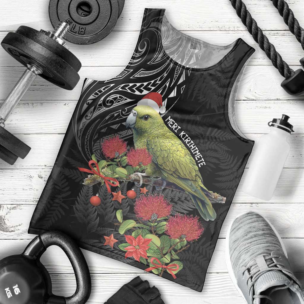 Meri Kirihimete Kakapo Men Tank Top Black Silver Fern Christmas Vibe LT9 - Polynesian Pride