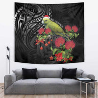 Meri Kirihimete Kakapo Tapestry Black Silver Fern Christmas Vibe LT9 Black - Polynesian Pride