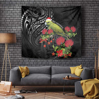 Meri Kirihimete Kakapo Tapestry Black Silver Fern Christmas Vibe LT9 - Polynesian Pride