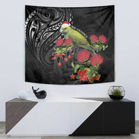 Meri Kirihimete Kakapo Tapestry Black Silver Fern Christmas Vibe LT9 - Polynesian Pride