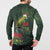 Meri Kirihimete Kakapo Button Sweatshirt Green Silver Fern Christmas Vibe