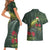 Meri Kirihimete Kakapo Couples Matching Short Sleeve Bodycon Dress and Hawaiian Shirt Green Silver Fern Christmas Vibe