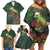 Meri Kirihimete Kakapo Family Matching Off Shoulder Short Dress and Hawaiian Shirt Green Silver Fern Christmas Vibe