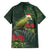 Meri Kirihimete Kakapo Family Matching Off Shoulder Short Dress and Hawaiian Shirt Green Silver Fern Christmas Vibe