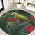 Meri Kirihimete Kakapo Round Carpet Green Silver Fern Christmas Vibe