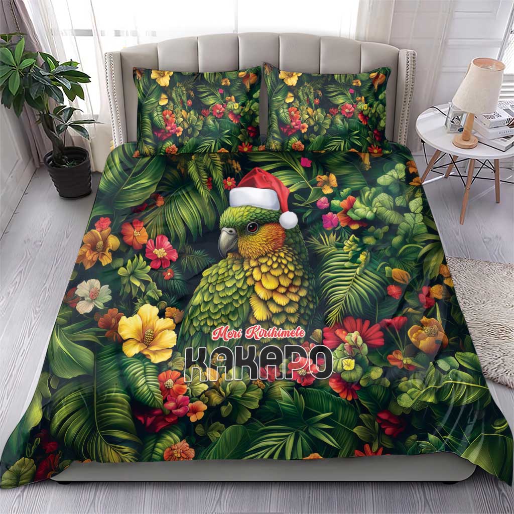 Meri Kirihimete Kakapo Bedding Set New Zealand Christmas with Tropical Vibe LT9 - Polynesian Pride
