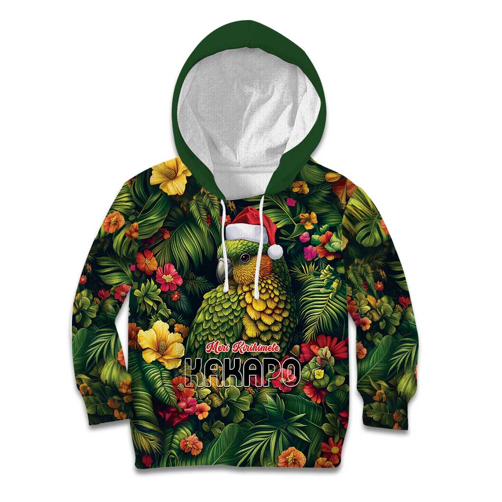 Meri Kirihimete Kakapo Kid Hoodie New Zealand Christmas with Tropical Vibe LT9 Hoodie Green - Polynesian Pride