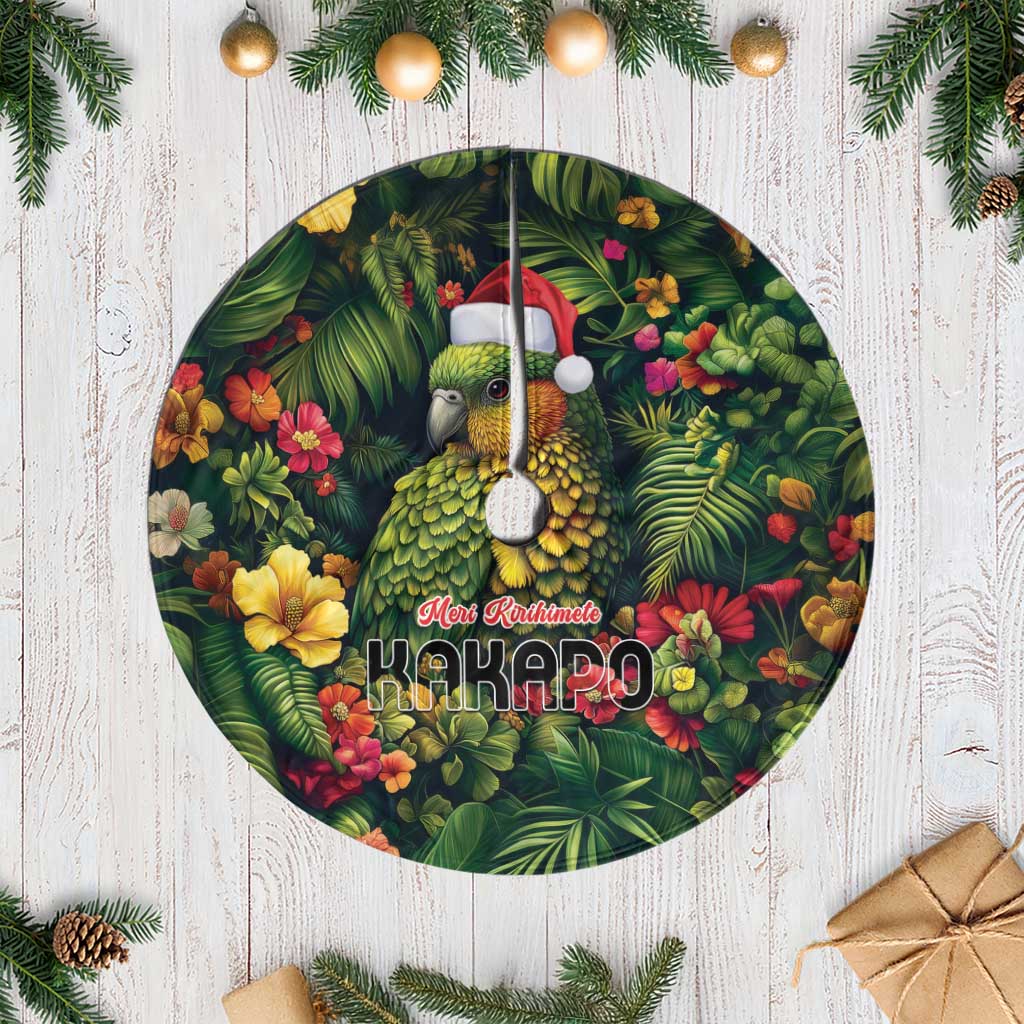 Meri Kirihimete Kakapo Tree Skirt New Zealand Christmas with Tropical Vibe LT9 Casual Green - Polynesian Pride