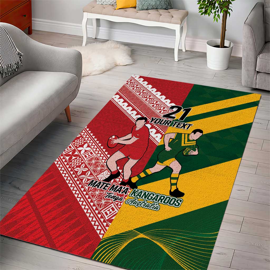 Australia-Tonga Rugby Pacific Custom Area Rug The Kangaroos and Mate Ma'a Tonga LT9 - Polynesian Pride