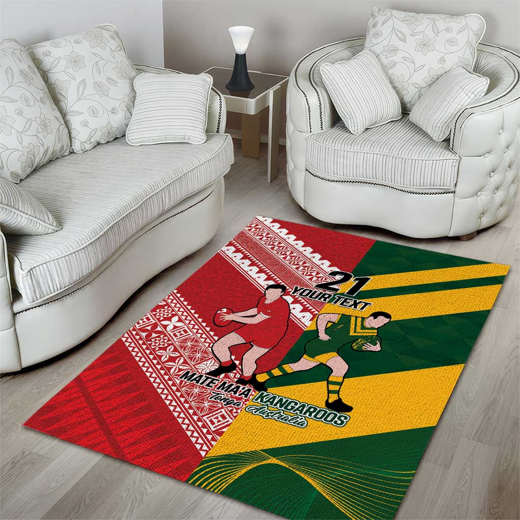 Australia-Tonga Rugby Pacific Custom Area Rug The Kangaroos and Mate Ma'a Tonga LT9 - Polynesian Pride