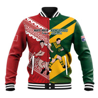 Australia-Tonga Rugby Pacific Custom Baseball Jacket The Kangaroos and Mate Ma'a Tonga LT9 Unisex Red-Green - Polynesian Pride