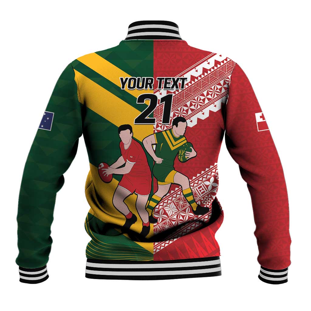 Australia-Tonga Rugby Pacific Custom Baseball Jacket The Kangaroos and Mate Ma'a Tonga LT9 - Polynesian Pride