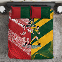 Australia-Tonga Rugby Pacific Custom Bedding Set The Kangaroos and Mate Ma'a Tonga LT9 Red-Green - Polynesian Pride