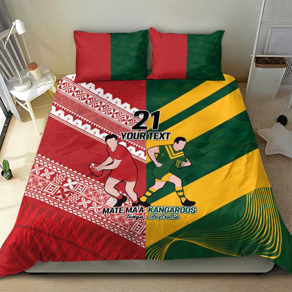 Australia-Tonga Rugby Pacific Custom Bedding Set The Kangaroos and Mate Ma'a Tonga LT9 - Polynesian Pride