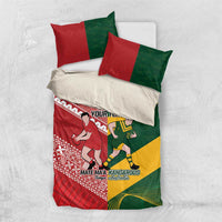 Australia-Tonga Rugby Pacific Custom Bedding Set The Kangaroos and Mate Ma'a Tonga LT9 US Twin 172cm x 218cm Red-Green - Polynesian Pride