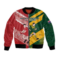 Australia-Tonga Rugby Pacific Custom Bomber Jacket The Kangaroos and Mate Ma'a Tonga LT9 Unisex Red-Green - Polynesian Pride