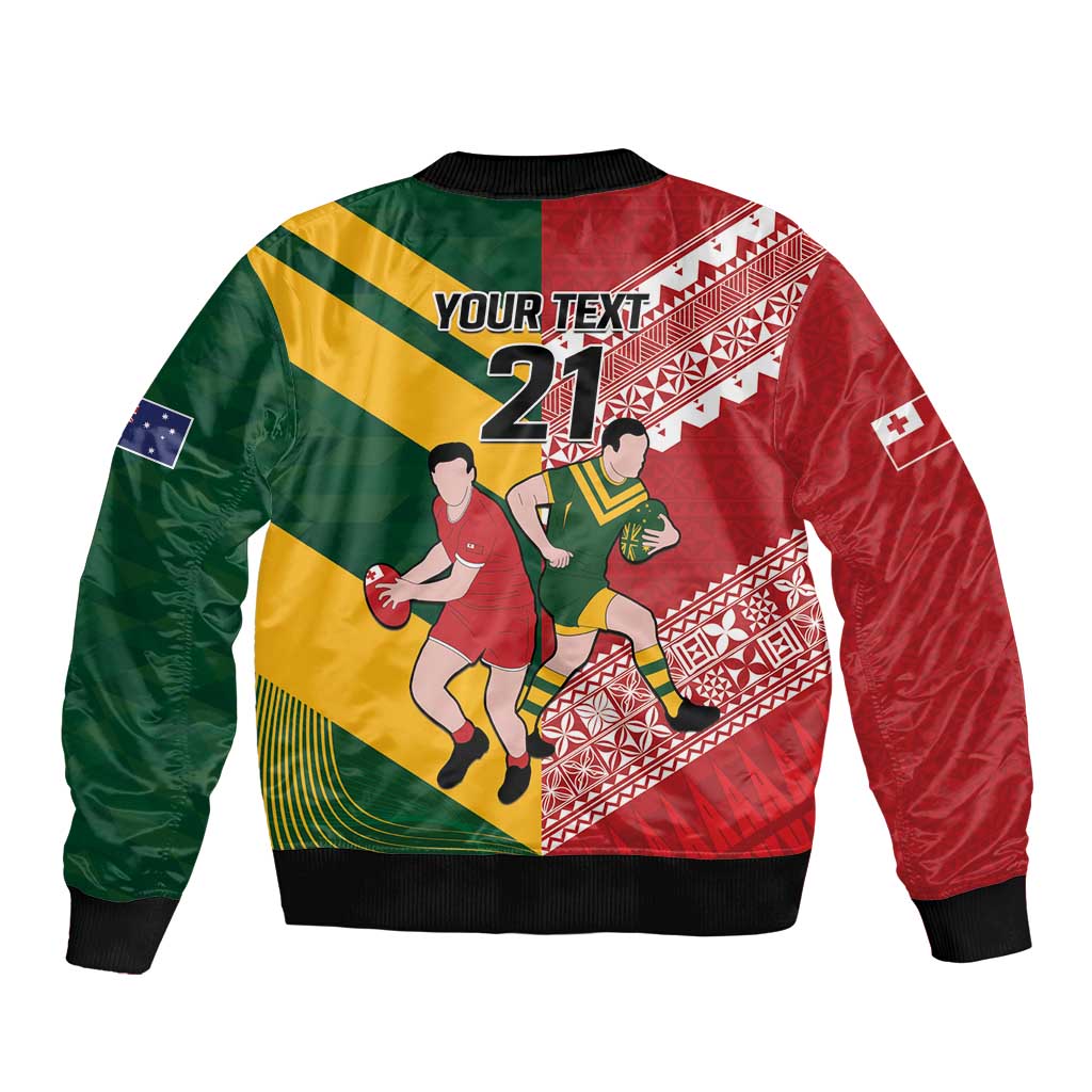 Australia-Tonga Rugby Pacific Custom Bomber Jacket The Kangaroos and Mate Ma'a Tonga LT9 - Polynesian Pride