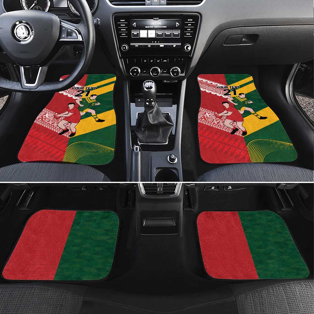 Australia-Tonga Rugby Pacific Custom Car Mats The Kangaroos and Mate Ma'a Tonga LT9 Set 4pcs Red-Green - Polynesian Pride
