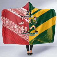 Australia-Tonga Rugby Pacific Custom Hooded Blanket The Kangaroos and Mate Ma'a Tonga LT9 One Size Red-Green - Polynesian Pride
