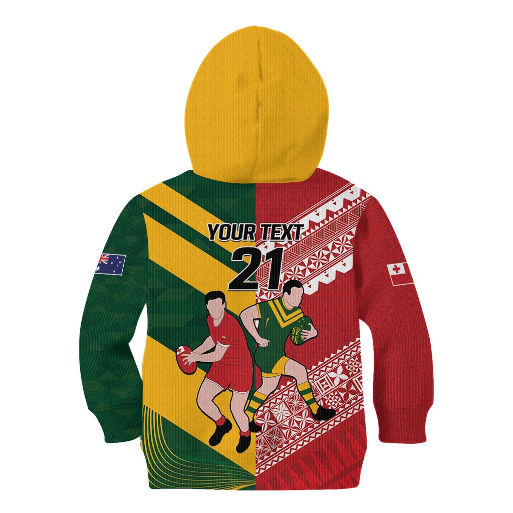 Australia-Tonga Rugby Pacific Custom Kid Hoodie The Kangaroos and Mate Ma'a Tonga LT9 - Polynesian Pride