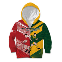 Australia-Tonga Rugby Pacific Custom Kid Hoodie The Kangaroos and Mate Ma'a Tonga LT9 Zip Hoodie Red-Green - Polynesian Pride