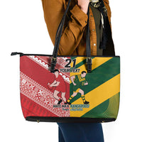 Australia-Tonga Rugby Pacific Custom Leather Tote Bag The Kangaroos and Mate Ma'a Tonga LT9 - Polynesian Pride